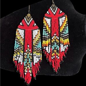 New! Colorful Seed Beaded Dangle Earrings